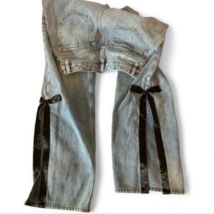 PacSun Blue Women's ribbon Jeans with Black Ribbon accents